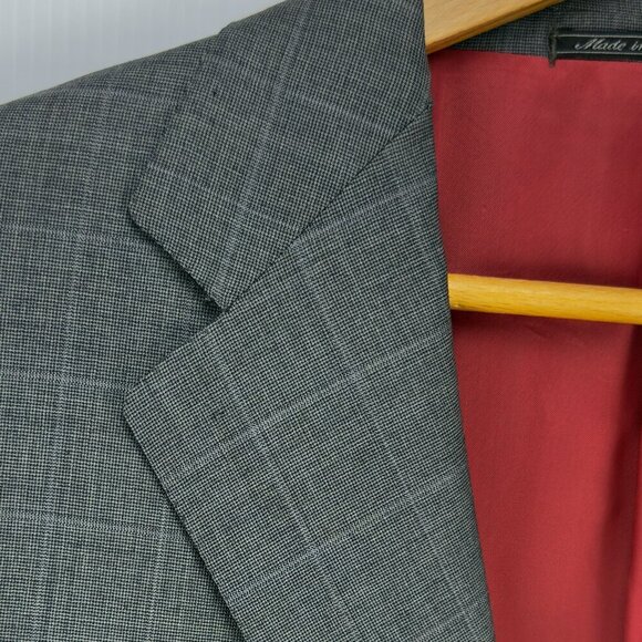 ERMENEGILDO ZEGNA Trofeo Wool 3 Button Front Checked Grey Blazer Jacket Size 50R - Picture 3 of 13